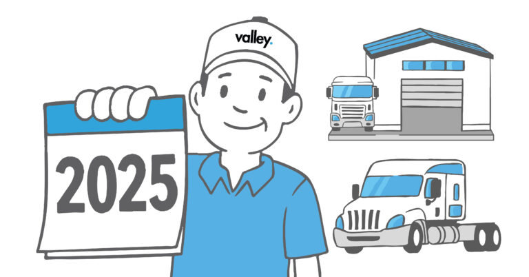 Truck stopped at inspection station representing 2025 trucking regulations compliance.