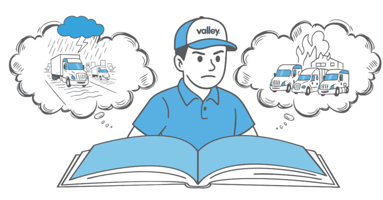 Logistics team coordinating emergency response in control room. Valley Trucking Insurance