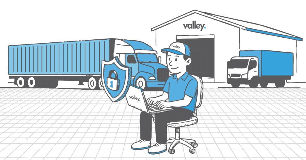 Logistics operations center with secure network and data protection systems