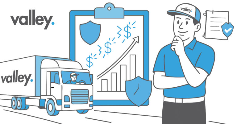 Truck fleet manager reviewing insurance paperwork