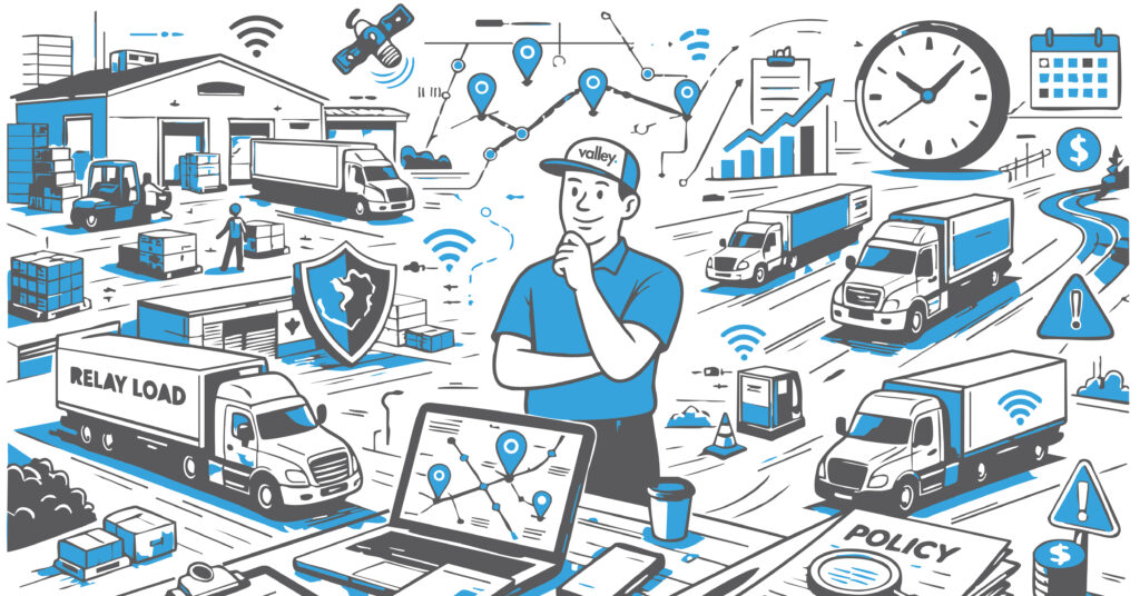 Fleet tractor picking up a drop-and-hook trailer for Amazon Relay insurance risks article