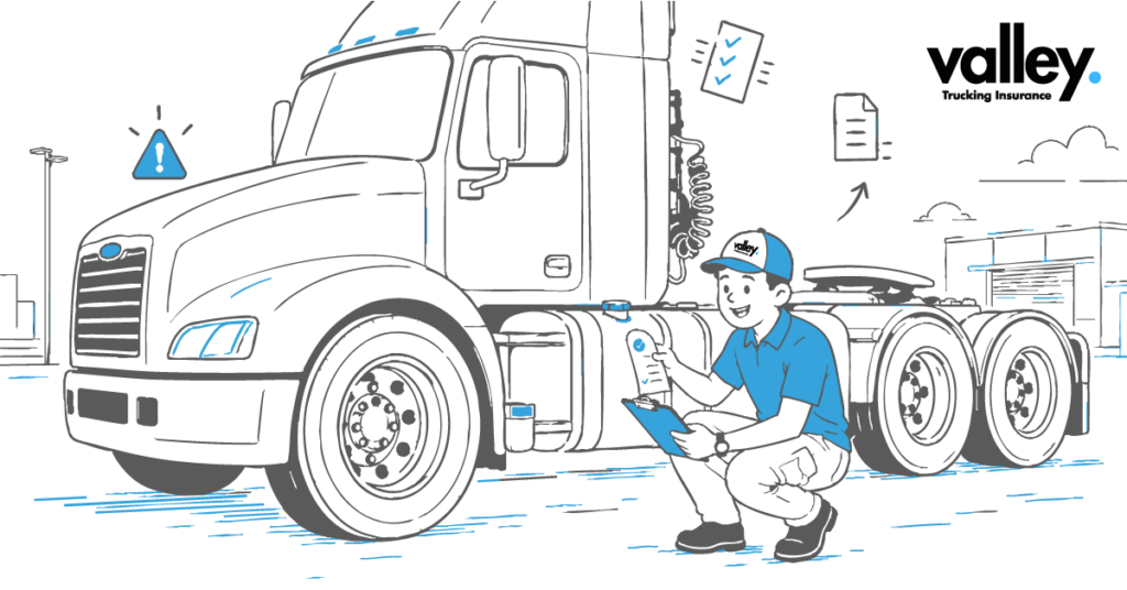 Two trucks from the same fleet parked at a terminal yard, representing multiple MC numbers insurance coverage
